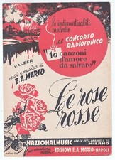 Spartito LE ROSE ROSSE E.A. Mario - 1952 Carlo Buti MIlva