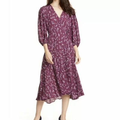purple wrap dress 3 4 sleeve Listha Vintage Midi Dresses for Women Modest 3/4 Sleeve Crew Neck Wrap Dress A Line Pleated Wedding Guest Dress with Pockets Purple L, Women's, Size: