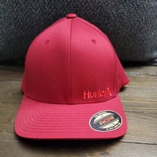 Hurley Men's Corp Textures Red Hat / Red Logo Flex Fit Cap size L/XL