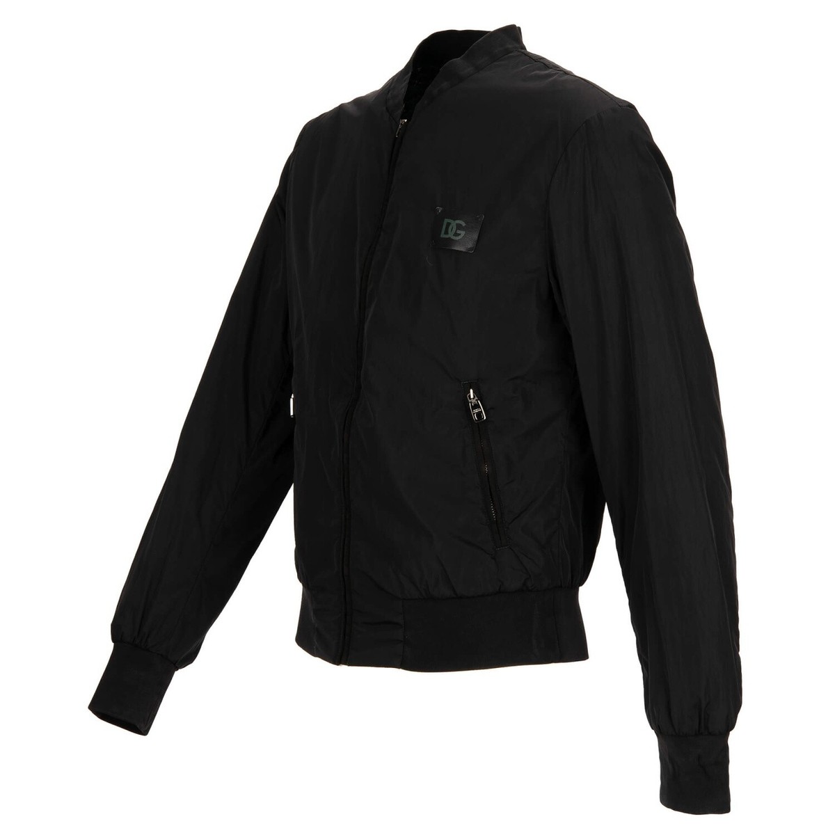 Dolce & Gabbana Nylon Bomber Jacket With Dg Logo And Pockets Black