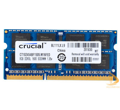 Crucial 8GB 2Rx8 PC3L-12800S DDR3L 1600Mhz SODIMM RAM Laptop