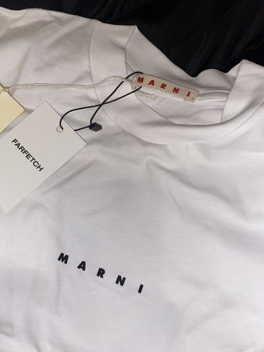 Marni Men's Jersey Logo Printed T-Shirt AH4 Lily White Small