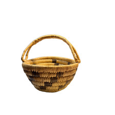 Antique Basket Papago Indian Tribe Small Round  Basket Handle Tohono O&rsquo;odham