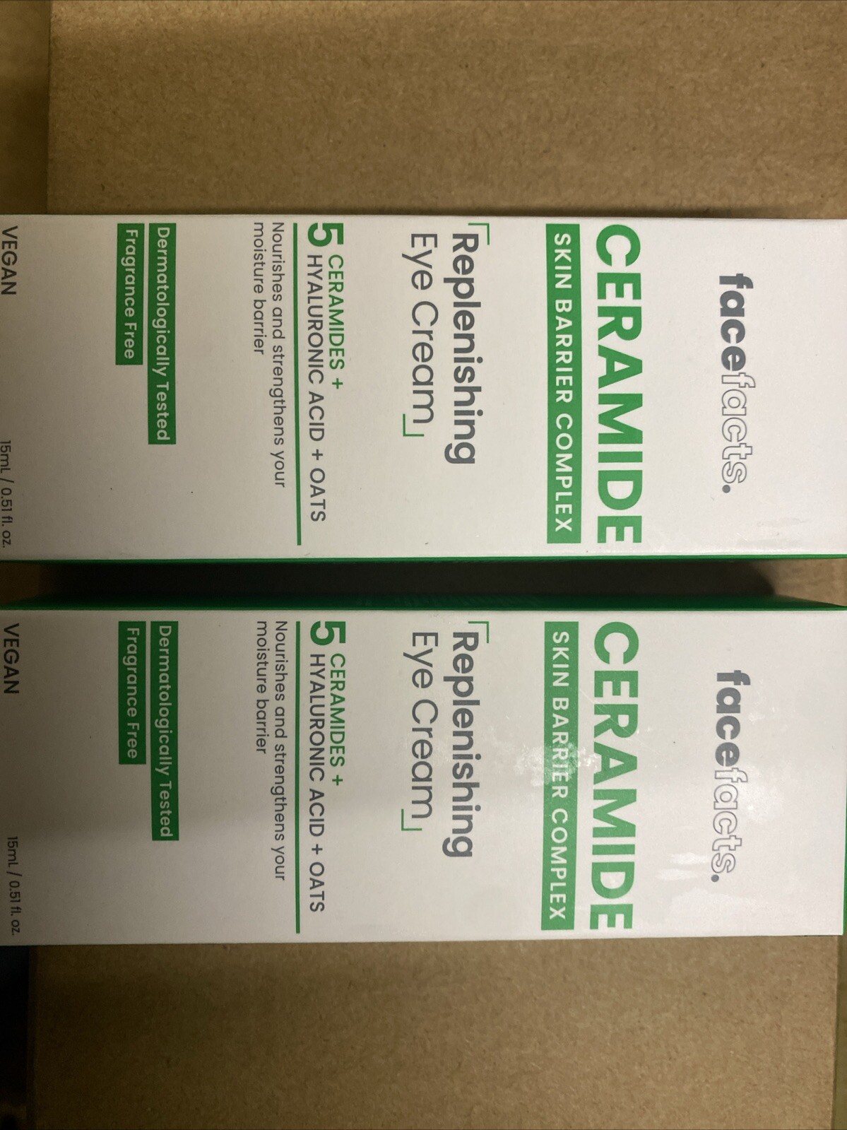 Face Facts Ceramide Eye Cream Reduces Puffiness + Dark Circles . 2 X 15ml .