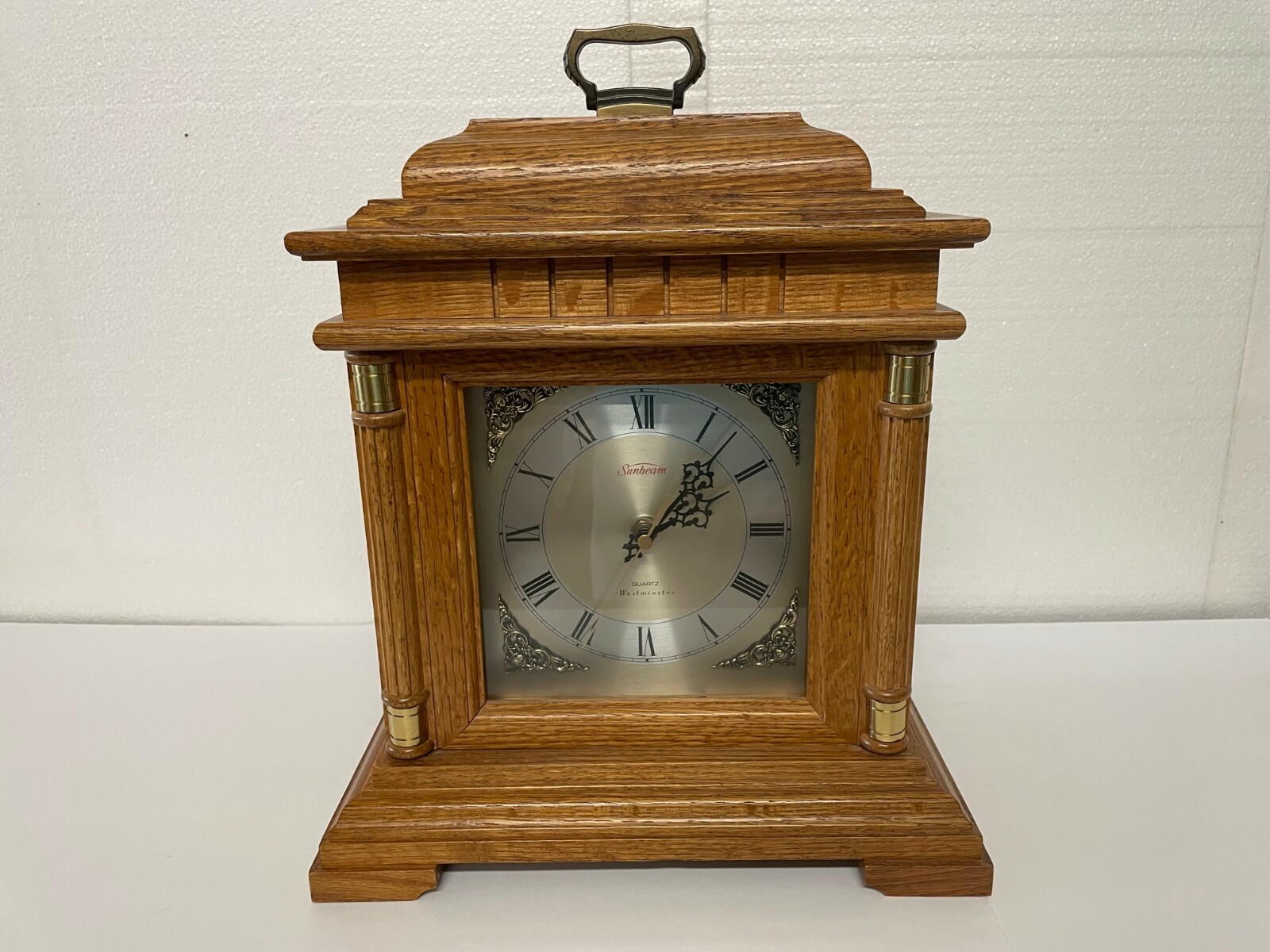 Sunbeam Westminster Quartz Mantel Clock, oak case, battery, works eBay