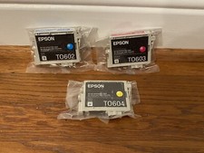 Epson TO603 Magenta, TO602 Cyan, TO604 Yellow Ink Cartridges - Brand New