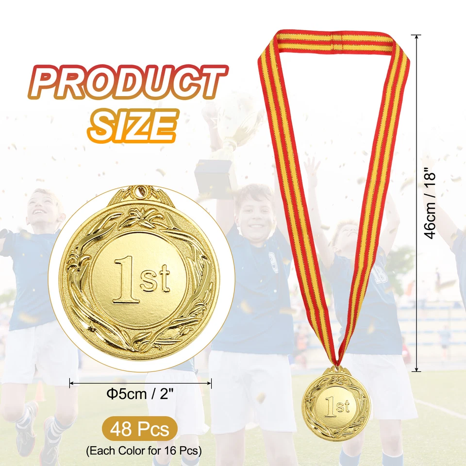 48 Pieces Gold Silver Bronze Prizes Award Medals Metal 1st 2ed 3rd Place Foto 2 de 4