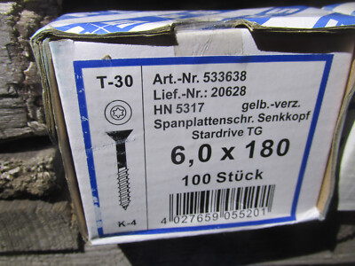 Marken Spanplattenschrauben 6x180mm 100Stck seko Holzschrauben / H2Pal11seite