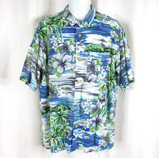 Vintage Oneill Hawaiian Shirt USA Size L Surf Tropical Beach Palm Trees FLAWS