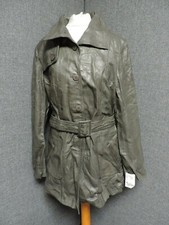 Helium Leather Funnel Neck Trench Coat Grey Uk 14 Ln021 Vv 02