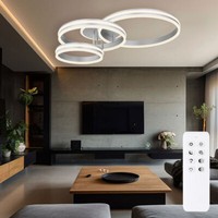 Deckenlampe Deckenleuchte Wohnzimmerlampe Dimmbar Fernbedienung Ringe Led L 80Cm