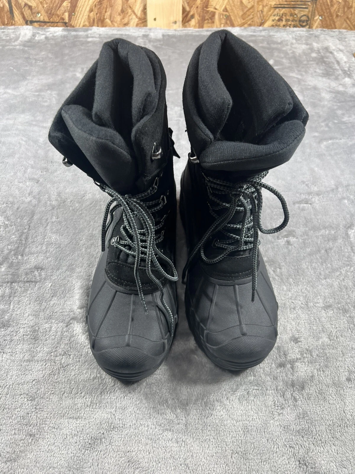 Totes Briggs Waterproof Black Snow Boots Mens Size 10 Insulated Winter Mid Top