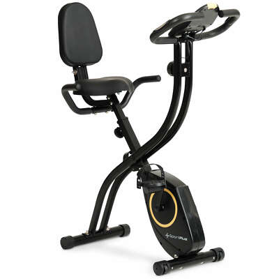 SportPlus X-Bike Heimtrainer klappbar für zuhause mit Rückenlehne schwarz