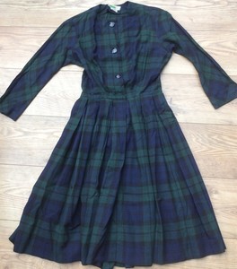 green and navy tartan dress