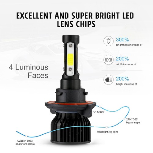 for Nissan Sentra 2005-2012 IRONWALLS 2pcs H13 9008 LED Headlight Bulbs 360000LM - Picture 12 of 12