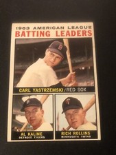 1964 Topps League Leaders Carl Yastrzemski Al Kaline Rich Rollins #8 HOF