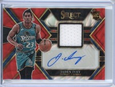 2022-23 Panini Select Asia JADEN IVEY Pistons Red Wave AUTO Jersey RC Rookie SP
