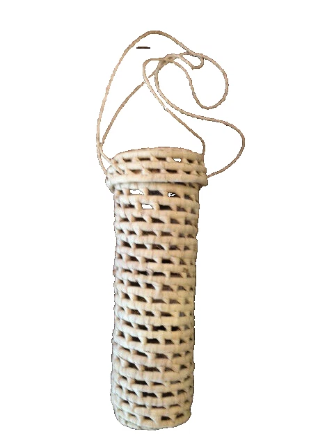 Botella Bolsa de Regalo Cesta Transportador de Viaje Tejido Hoja de Palma Bolsa de Regalo de Navidad Foto 2 de 4