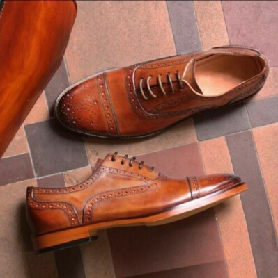 Bespoke Handmade Genuine Leather Shoes, Brogue Oxford Lace  display picture 2
