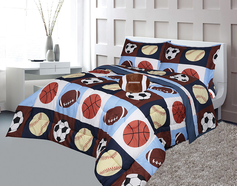 Navy Blue Sky Blue Brown Orange Kids Teens Sports Bed Comforter With Sheet 02 For Sale Online