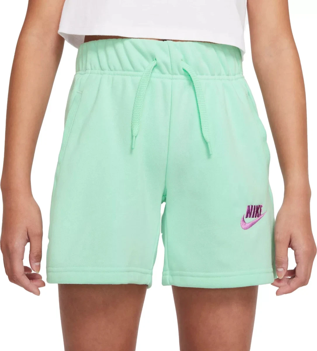 NIKE Mint Foam SPORTSWEAR CLUB FRENCH TERRY FLEECE SHORTS BIG KIDS