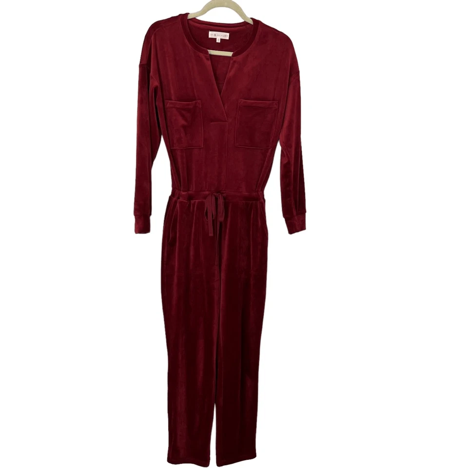 Lou & Grey Velvet red jumpsuit size XS - Image 3 of 4