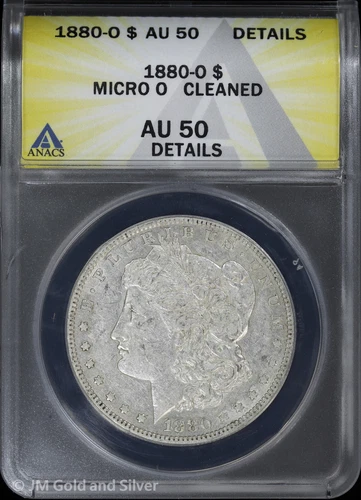 1880-O $1 Morgan Silver Dollar ANACS AU 50 Details | Micro O