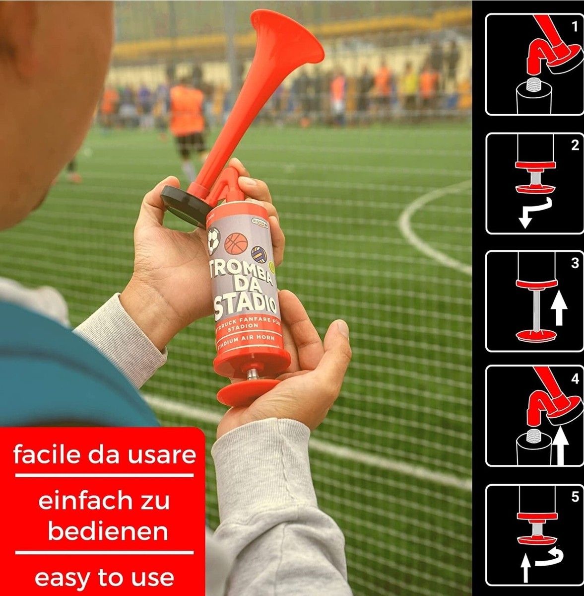 Tromba Da Stadio Manuale - Senza Benzina - Per Eventi Sportivi E Festive - Decibel Elevati - Foto 2