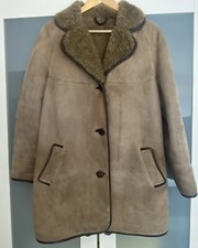 Richard Draper Womans Sheepskin Coat Size Uk 14 Beige Made In Glastonbury