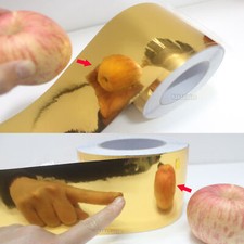 Adhesive Tape Vehicle Glossy Gold Mirror Chrome Vinyl Wrap Sticker Sheet - VL