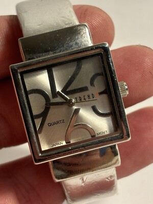 Vintage Trendz Silver foil Cuff wrist watch abstract face Japan mvmt needs  batt