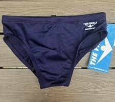 TYR The Finals Solid Navy Blue Swim Racer Briefs, Youth Boy Size 22, NEW