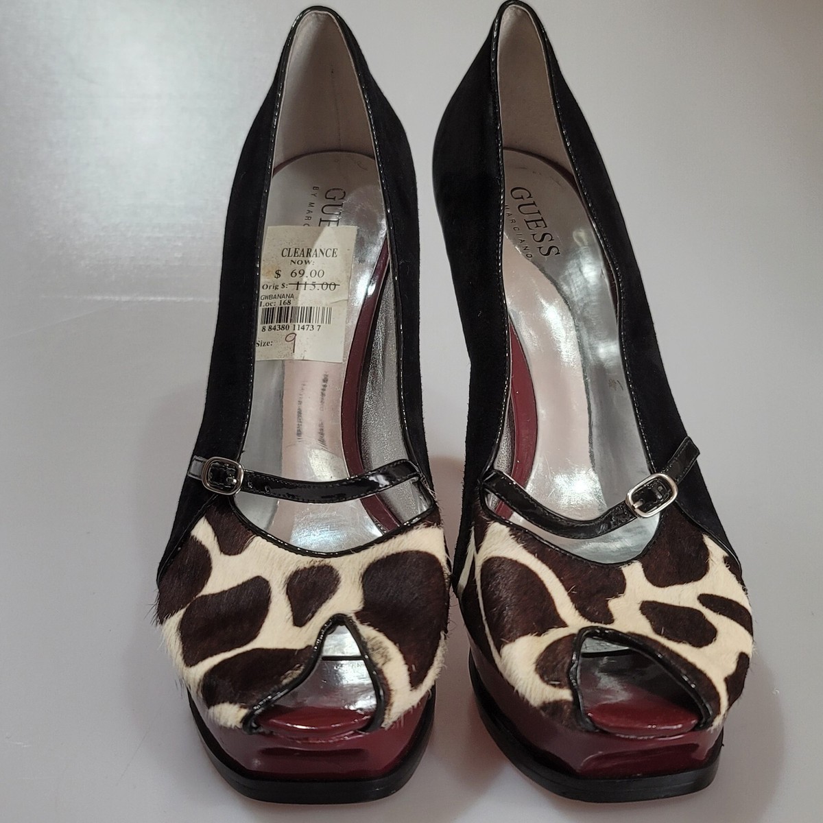 はと Guess Black Cow Print High Heel Colorful Women's Size 9(N) | eBay
