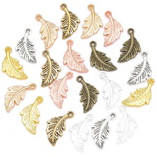 19 10mm Alloy Charm Pendant Little feather DIY Jewelry Crafts 100pcs