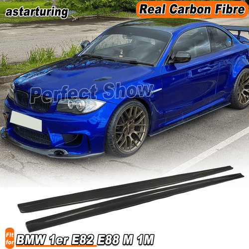 2x REAL Carbon Side Skirts Extension Spoiler for BMW 1 Series E82 E88 M 1M 11-16 - Bild 1 von 10