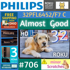 Philips 32" HD (720P Smart Roku Borderless LED TV 32PFL6452/F7C con control remoto/soporte