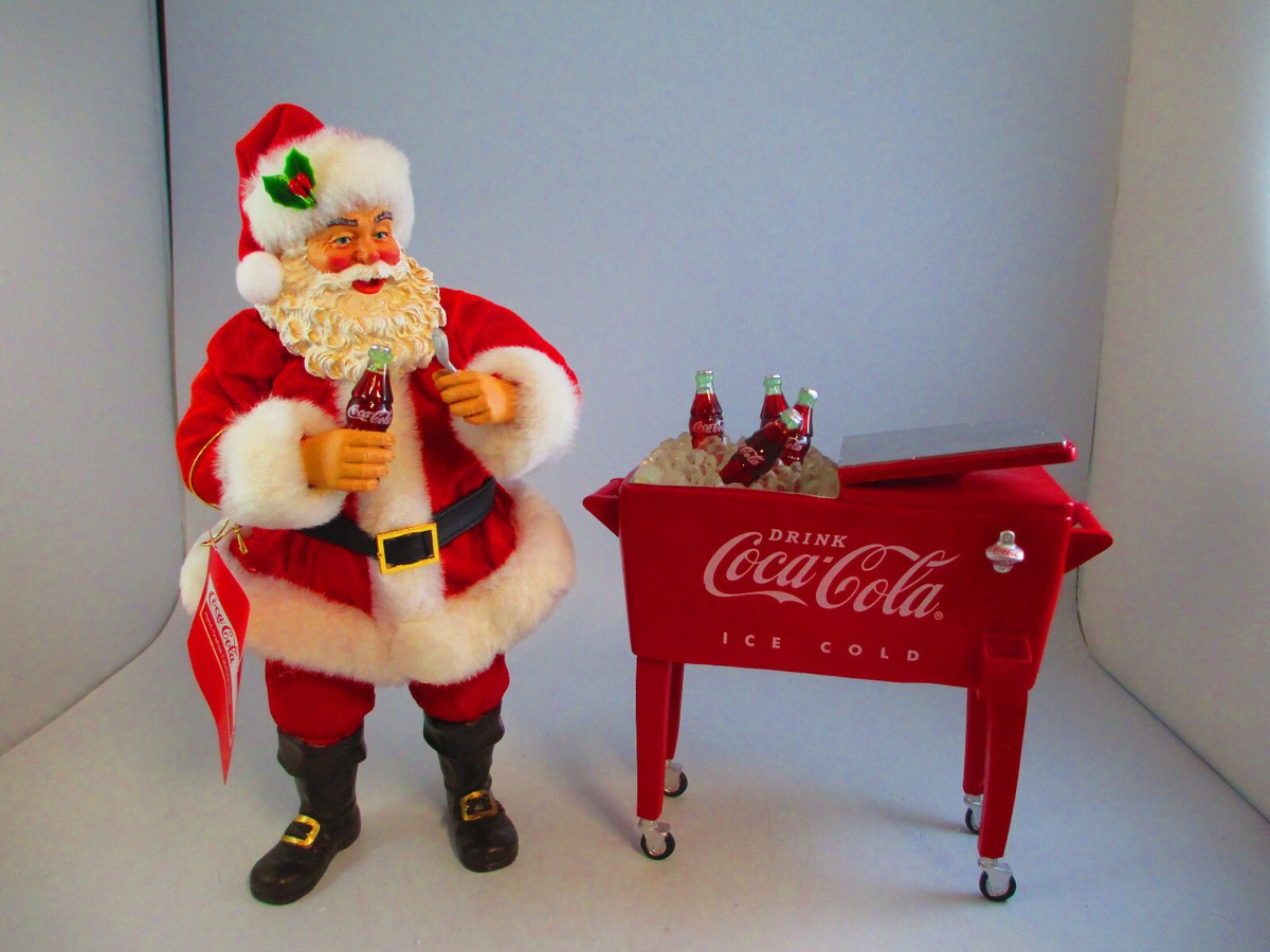 Coca-Cola Kurt S Adler Fabriche Santa Standing by Cooler Christmas