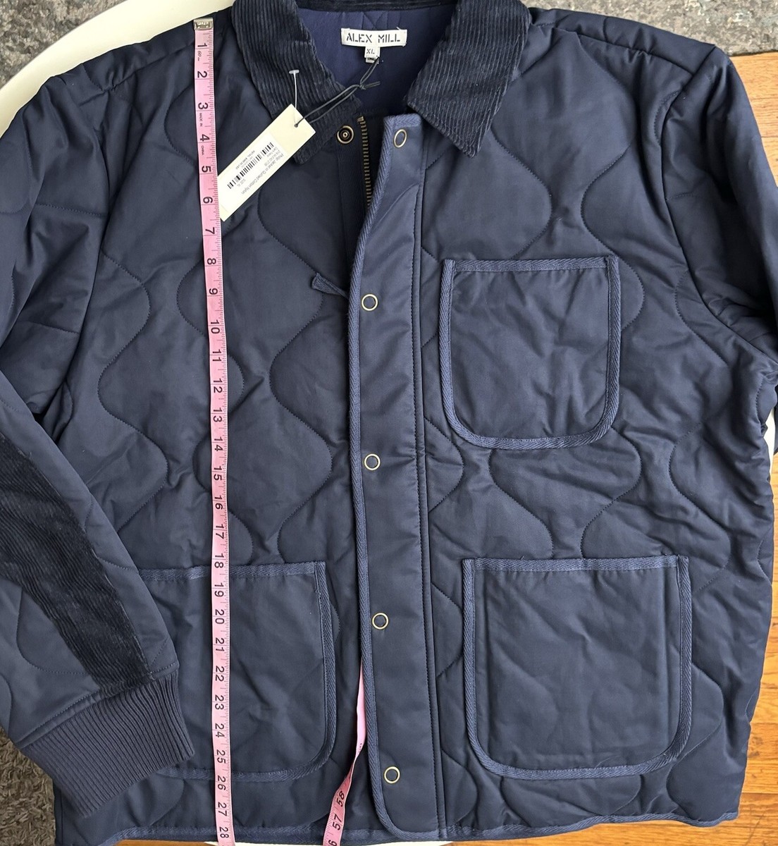 ALEX MILL Men's Philip Jacket in Quilted Cotton Nylon Navy Size XL
