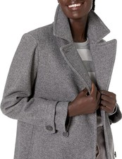 Women's Jacket Long-sleeve Plush Peacoat Heather Grey Coat Size L/xl