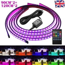 4Pcs RGB LED Under Car Tube Strip Underglow body Neon Light Kit Remote Control