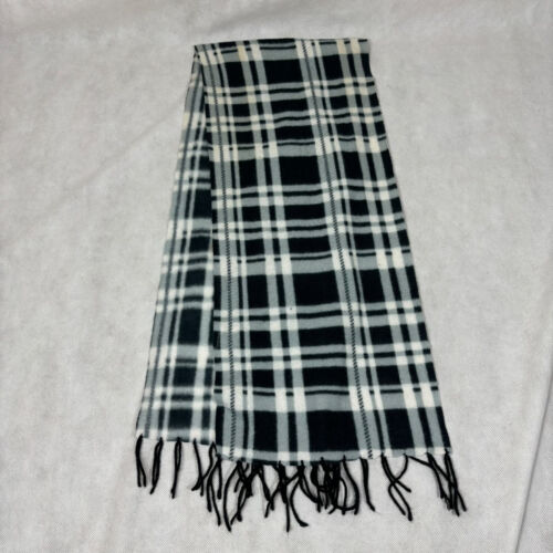 Schwarz kariert Fransen Polyester 49"x10" Schal - Bild 2 von 14
