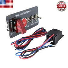 12V Carbon Look Ignition Switch Panel Engine Start Push Button LED Racing Car 