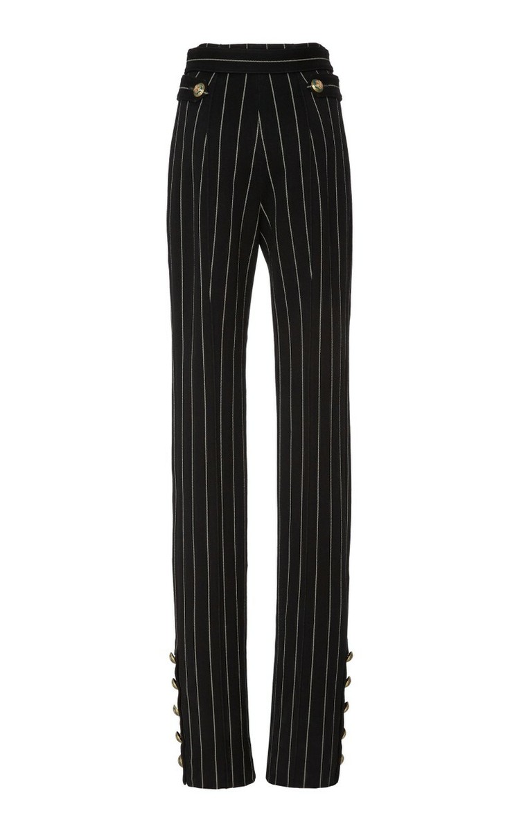 Pantalon Droit Rayé Oscar De La Renta - Taille 0 (noir) - Neuf Avec étiquettes - Prix D'origine 2090 $