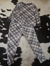 Joyspun Velour Pajamas Women's Size Large Gray Pink