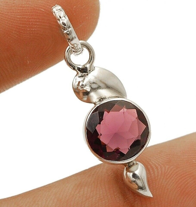 2CT Natural Pink Amethyst 925 Sterling Silver Pendant Jewelry 1 1/3" Long @21-4