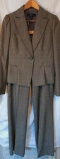 Nine West Women's Pant Suit Size  2 Gray Windowpane Plaid Pre Owned Excellent 
