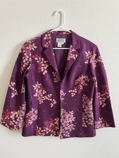VINTAGE 90s Adrianna Papell 100 Silk Floral Blazer Jacket Shoulder Pads Size 12