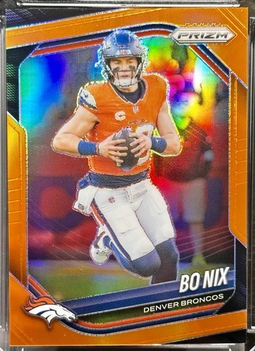 2025 Panini Prizm Bo Nix Orange Prizm /249 Color Match SP Broncos
