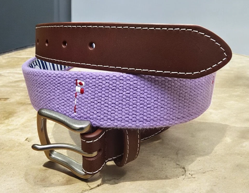 Cinturón de lona Peter Millar Friars Head Golf punta de aguja | Para hombre talla 40 | Lavanda Foto 2 de 4