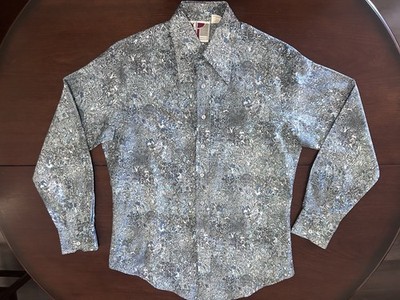 Vintages 70s Impulse Playboy Bunny Blue Floral All Over Print